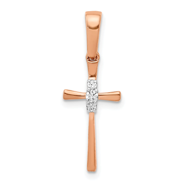 14k Rose Gold .03ct. Diamond Cross Pendant-PM5011-003-RA
