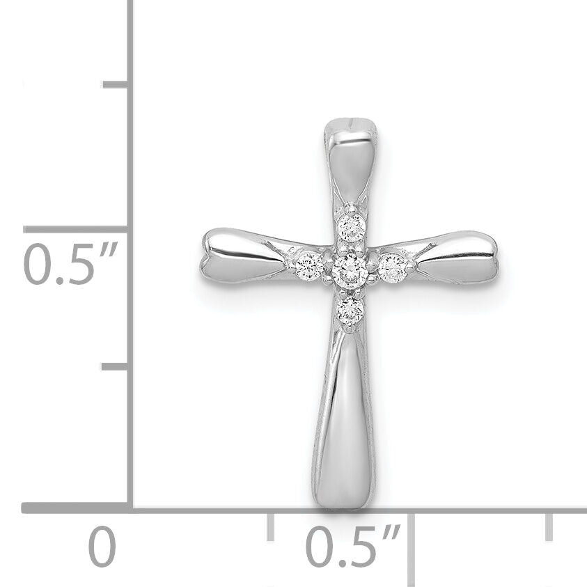 14k White Gold 1/20ct. 5-Stone Diamond Cross Chain Slide-PM5013-005-WA
