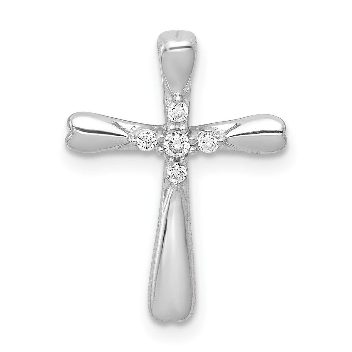 14k White Gold 1/20ct. 5-Stone Diamond Cross Chain Slide-PM5013-005-WA
