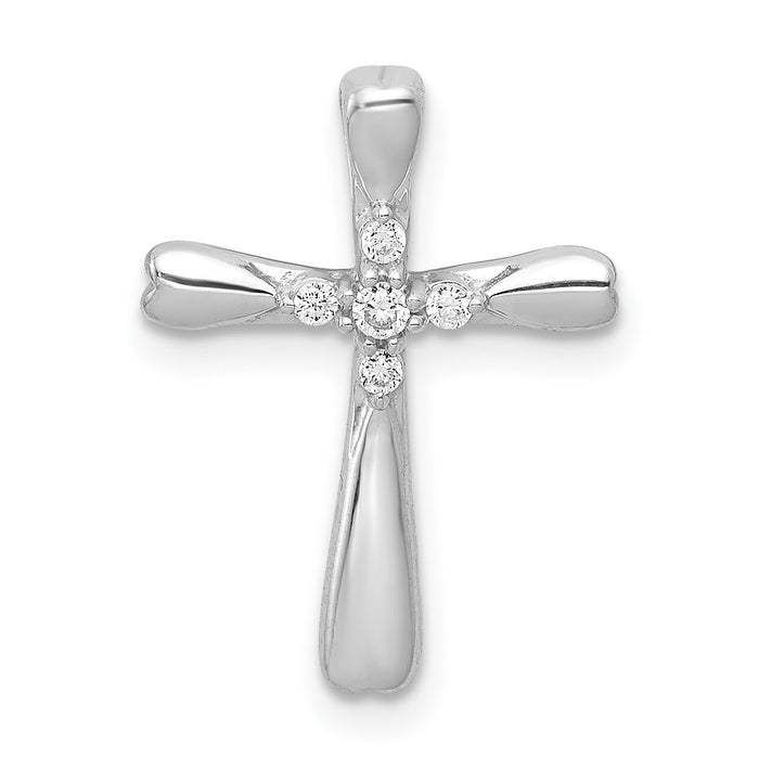 14k White Gold 1/20ct. 5-Stone Diamond Cross Chain Slide-PM5013-005-WA