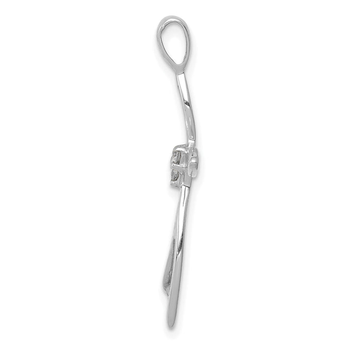 14k White Gold AA Diamond Cross Pendant-PM5014-005-WA