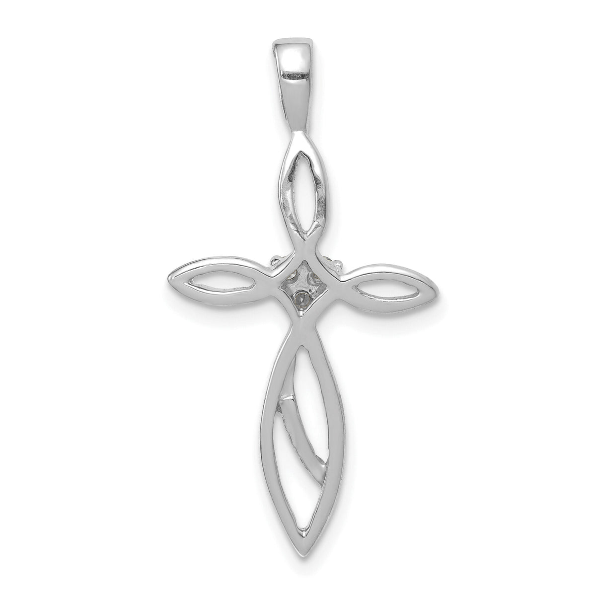 14k White Gold AA Diamond Cross Pendant-PM5014-005-WA