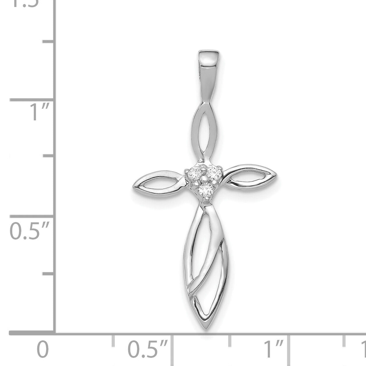 14k White Gold AA Diamond Cross Pendant-PM5014-005-WA