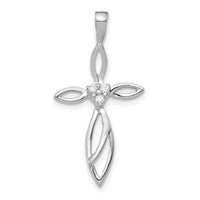 14k White Gold AA Diamond Cross Pendant-PM5014-005-WA