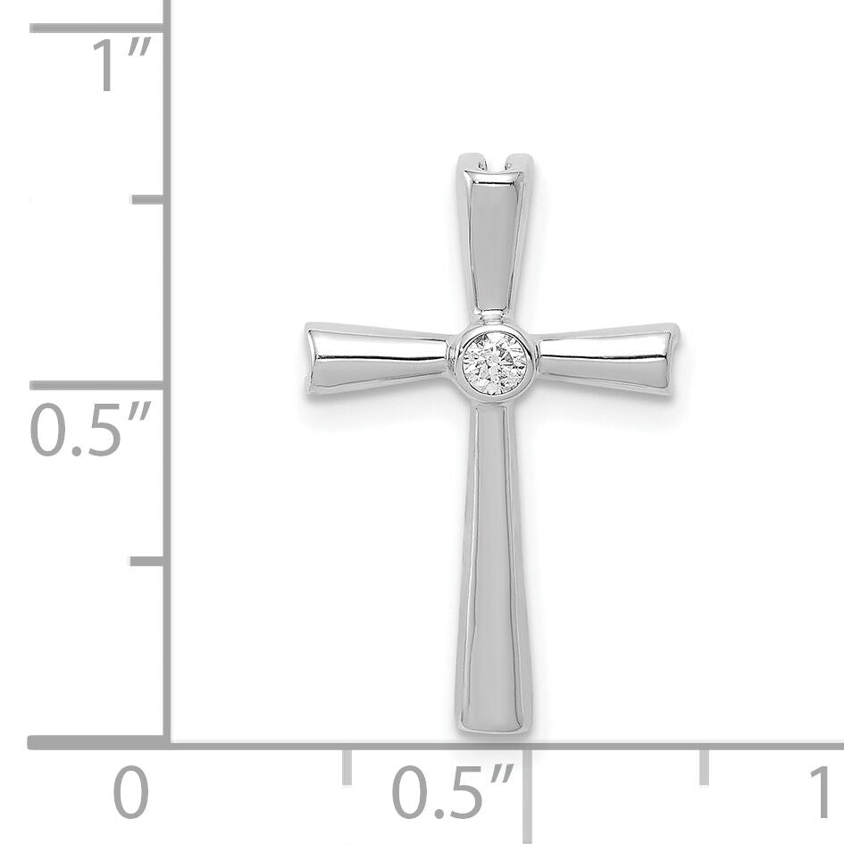 14k White Gold AA Diamond Cross Chain Slide-PM5017-004-WA
