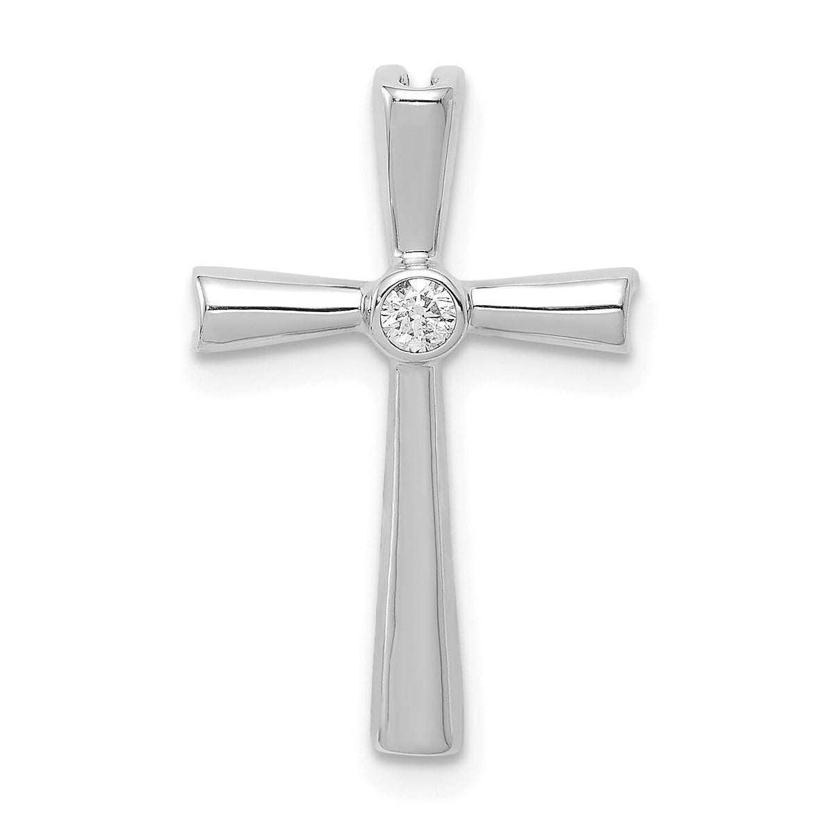 14k White Gold AA Diamond Cross Chain Slide-PM5017-004-WA