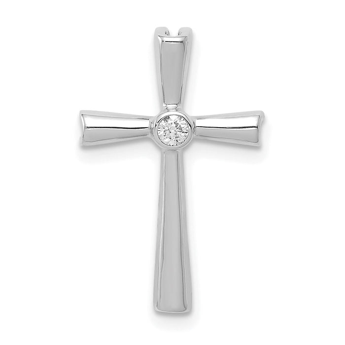 14k White Gold AA Diamond Cross Chain Slide-PM5017-004-WA