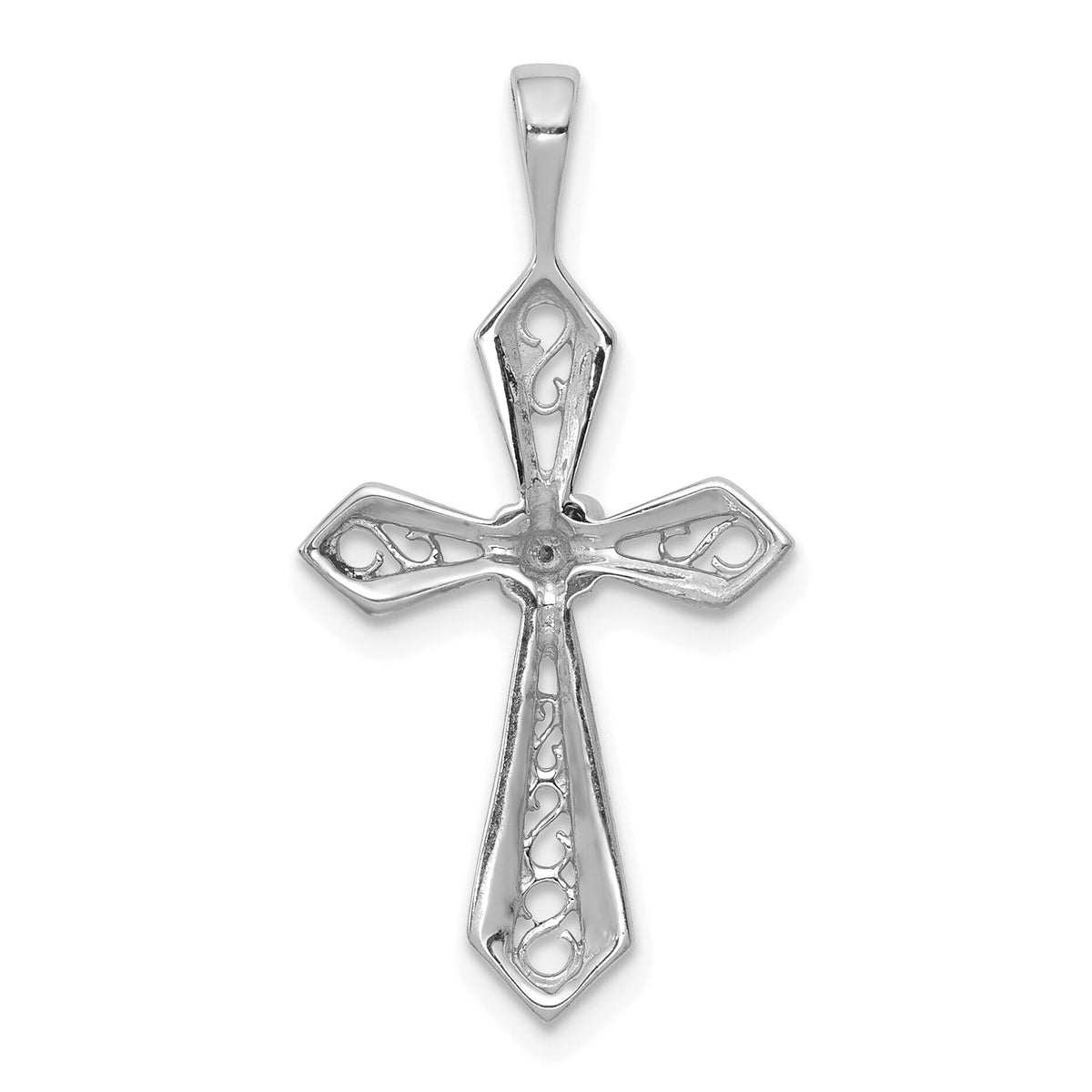 14k White Gold AA Diamond Passion Cross Pendant-PM5021-001-WA