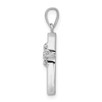 14k White Gold .01ct. Diamond Polished Cross Pendant-PM5022-001-WA