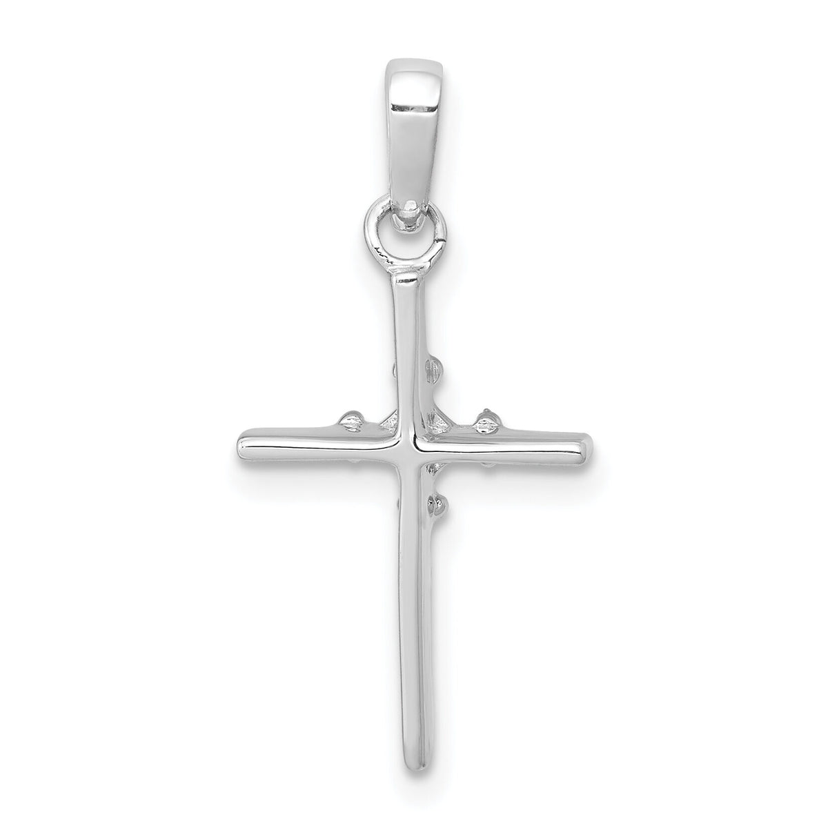 14k White Gold .01ct. Diamond Polished Cross Pendant-PM5022-001-WA