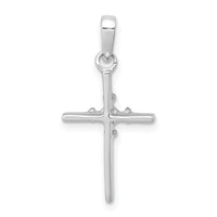 14k White Gold .01ct. Diamond Polished Cross Pendant-PM5022-001-WA