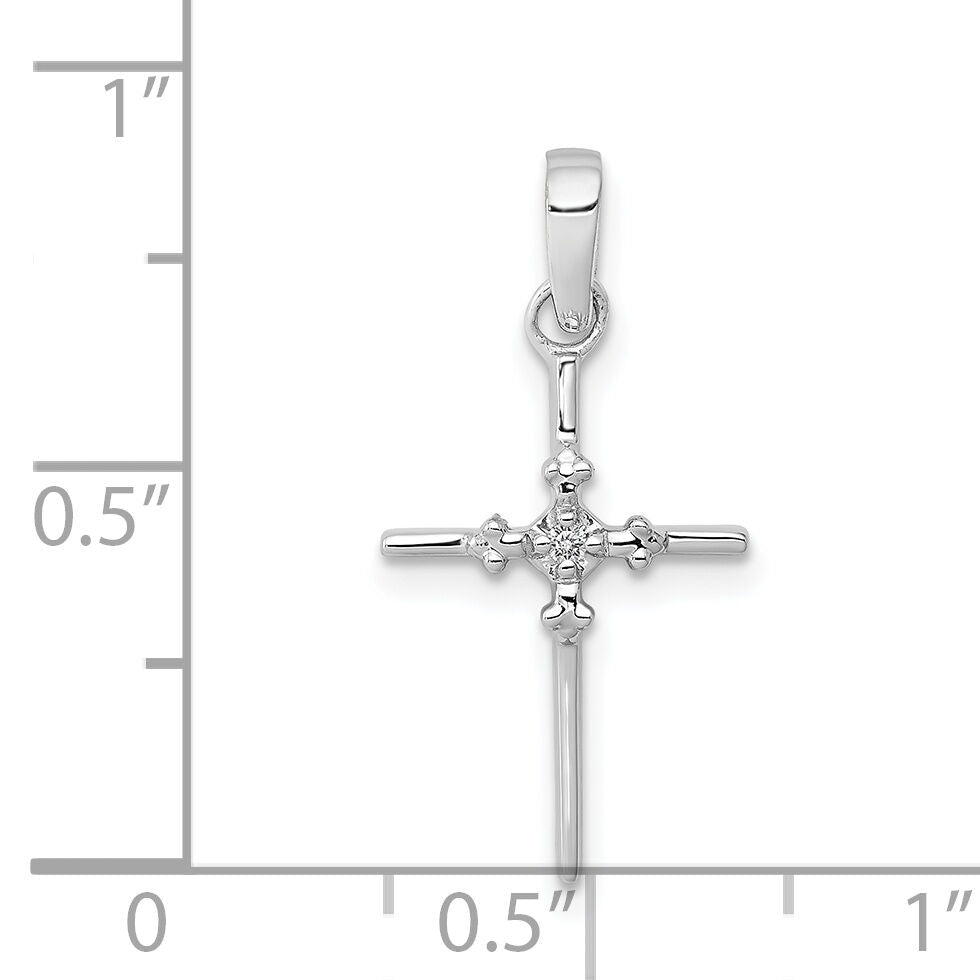 14k White Gold .01ct. Diamond Polished Cross Pendant-PM5022-001-WA