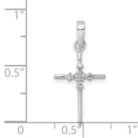 14k White Gold .01ct. Diamond Polished Cross Pendant-PM5022-001-WA