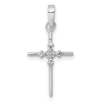 14k White Gold .01ct. Diamond Polished Cross Pendant-PM5022-001-WA