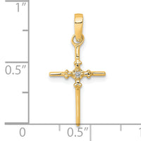 14k .01ct. Diamond Polished Cross Pendant-PM5022-001-YA