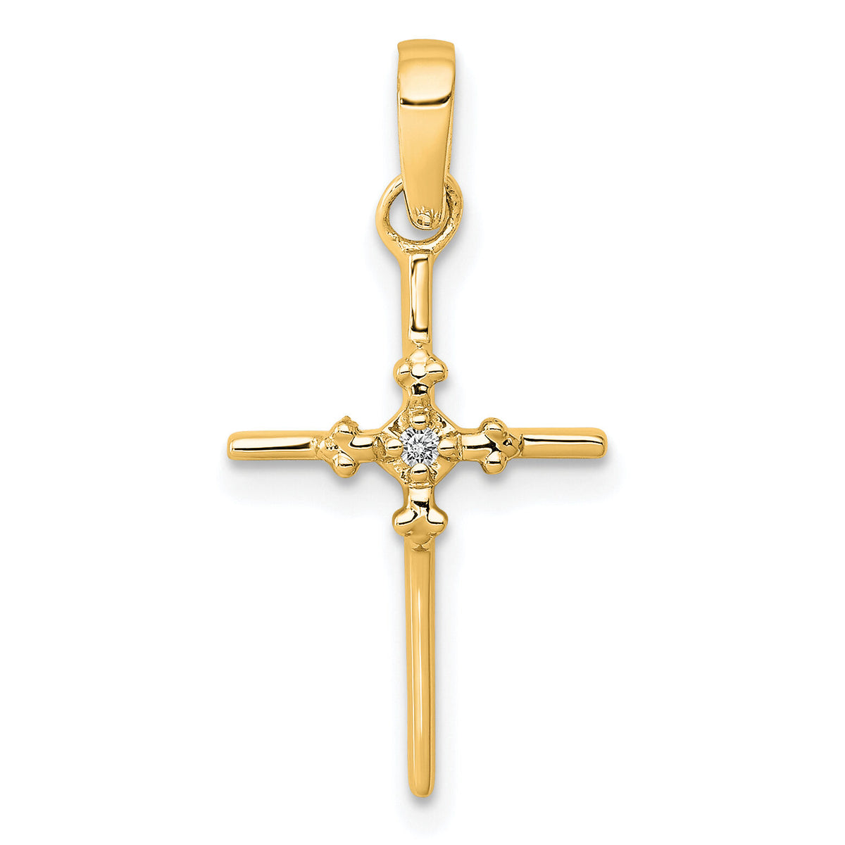 14k .01ct. Diamond Polished Cross Pendant-PM5022-001-YA