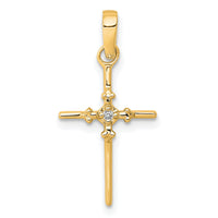 14k .01ct. Diamond Polished Cross Pendant-PM5022-001-YA