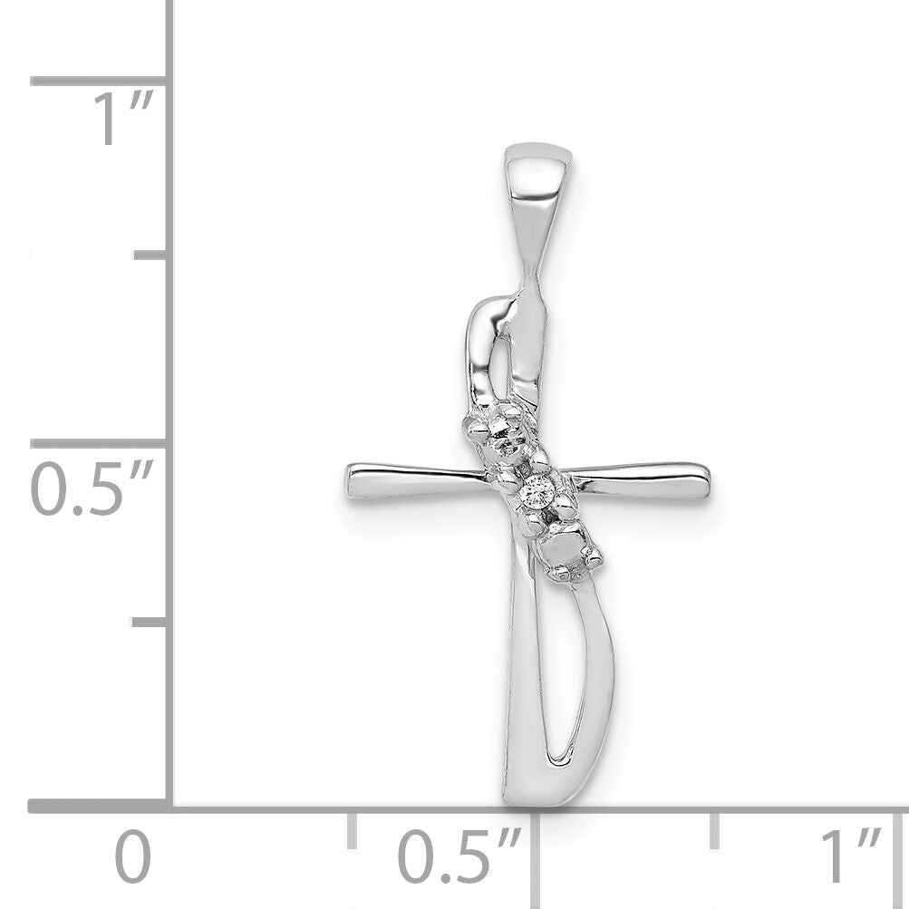 14k White Gold .01ct. Diamond Cross Pendant-PM5023-001-WA