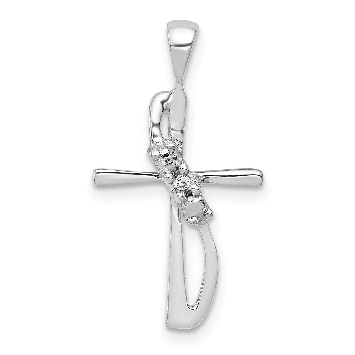 14k White Gold .01ct. Diamond Cross Pendant-PM5023-001-WA