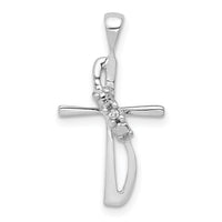 14k White Gold .01ct. Diamond Cross Pendant-PM5023-001-WA