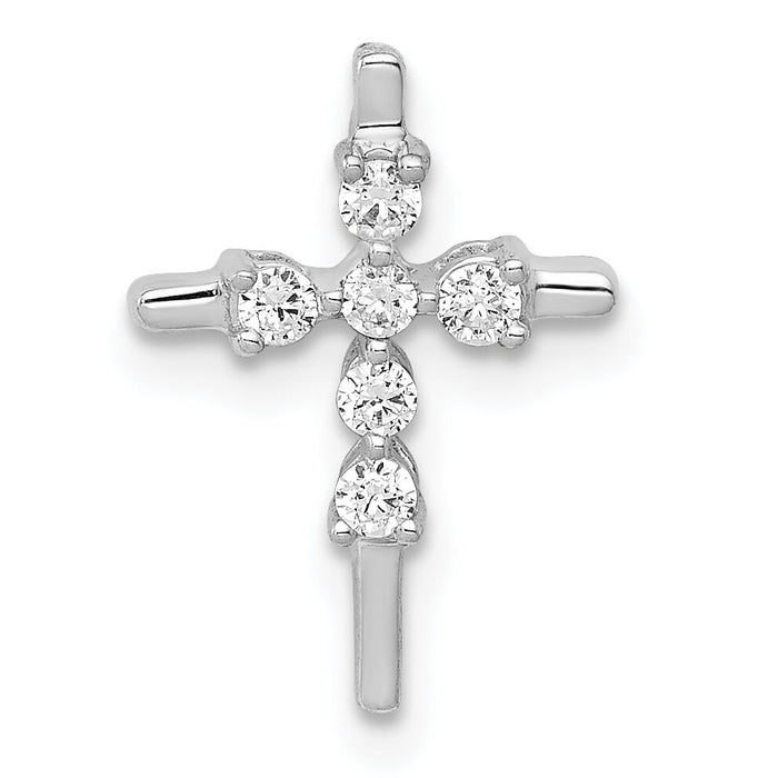 14k White Gold 1/6ct. Diamond Cross Chain Slide-PM5024-016-WA