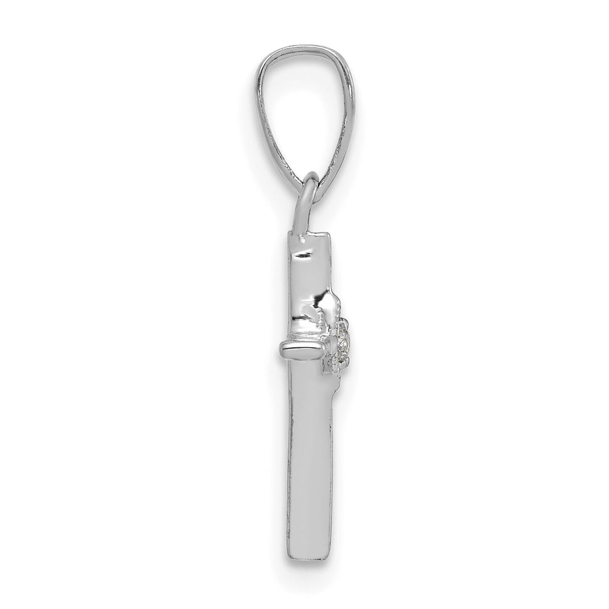14k White Gold Small .01ct. Diamond Cross Pendant-PM5026-001-WA