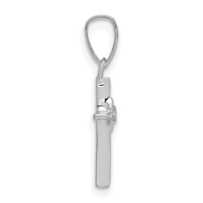 14k White Gold Small .01ct. Diamond Cross Pendant-PM5026-001-WA