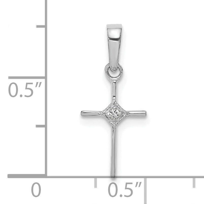 14k White Gold Small .01ct. Diamond Cross Pendant-PM5026-001-WA