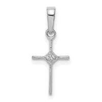 14k White Gold Small .01ct. Diamond Cross Pendant-PM5026-001-WA