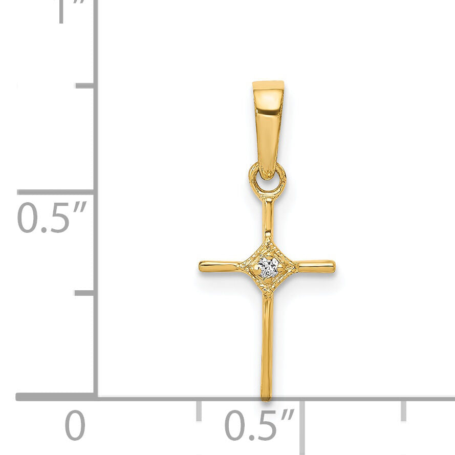 14k Small .01ct. Diamond Cross Pendant-PM5026-001-YA