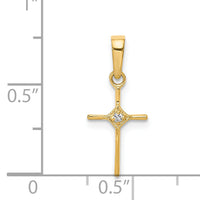 14k Small .01ct. Diamond Cross Pendant-PM5026-001-YA
