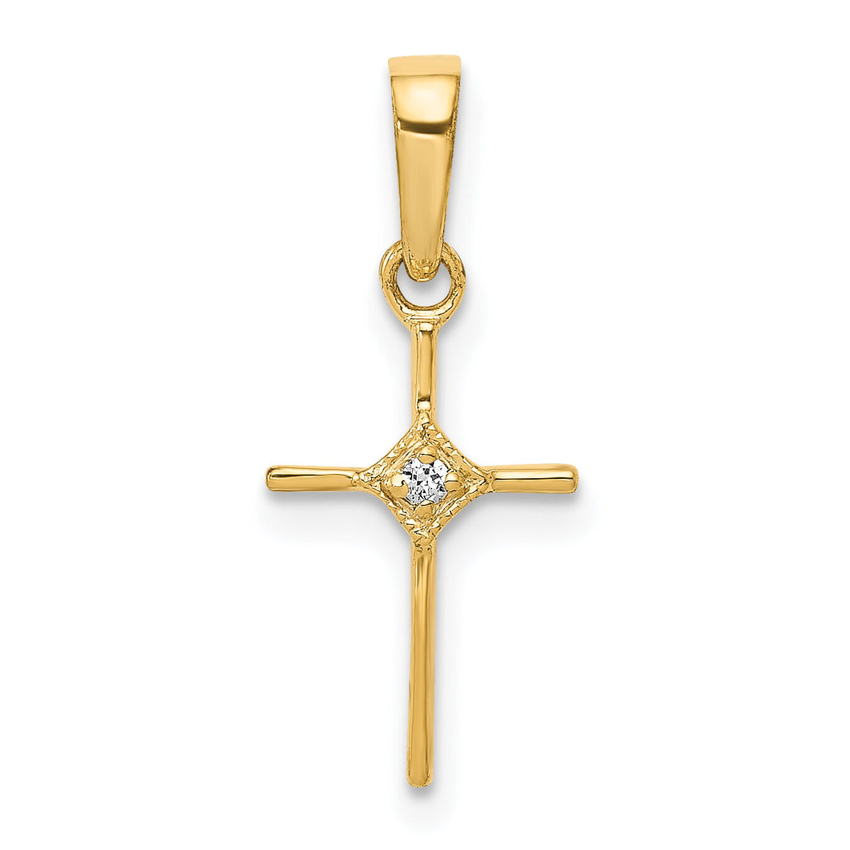 14k Small .01ct. Diamond Cross Pendant-PM5026-001-YA