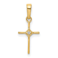 14k Small .01ct. Diamond Cross Pendant-PM5026-001-YA