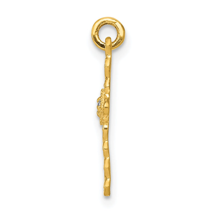 14k Small .01ct. Diamond Cross Charm-PM5027-001-YA