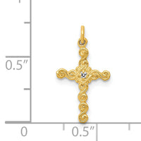 14k Small .01ct. Diamond Cross Charm-PM5027-001-YA