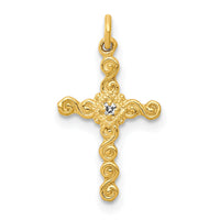 14k Small .01ct. Diamond Cross Charm-PM5027-001-YA