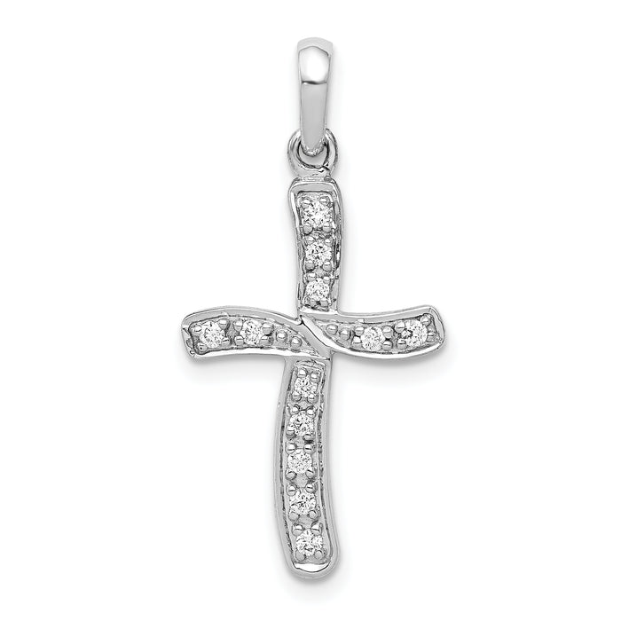 14k White Gold 1/8ct. Diamond Cross Pendant-PM5028-013-WA