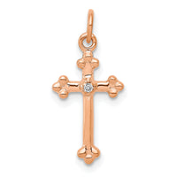 14k Rose Gold Small Diamond Budded Cross Pendant-PM5030-002-RA