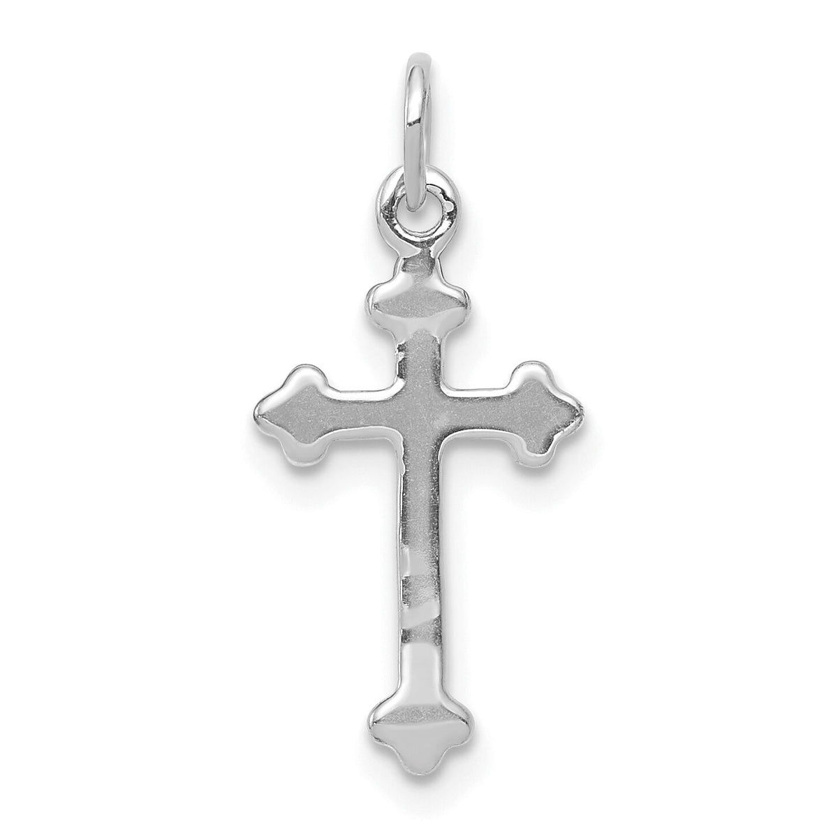 14k White Gold Small Diamond Budded Cross Pendant-PM5030-002-WA