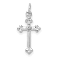 14k White Gold Small Diamond Budded Cross Pendant-PM5030-002-WA