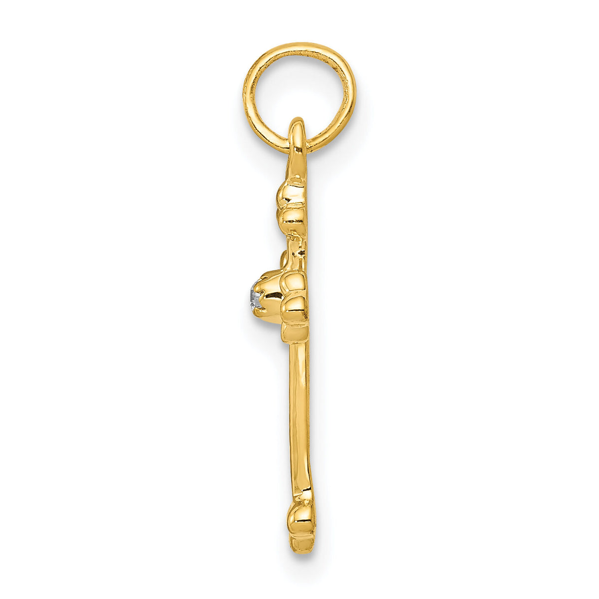 14k Small Diamond Budded Cross Pendant-PM5030-002-YA