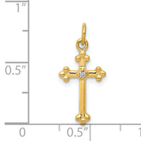 14k Small Diamond Budded Cross Pendant-PM5030-002-YA