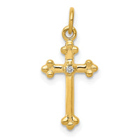 14k Small Diamond Budded Cross Pendant-PM5030-002-YA