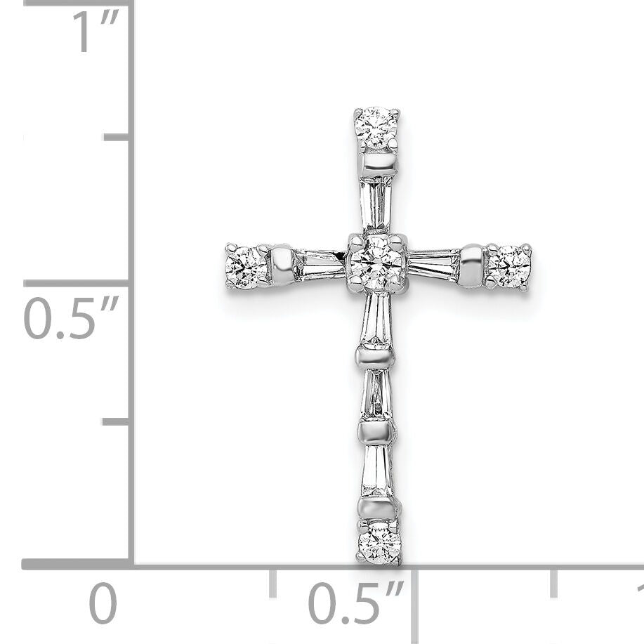 14k White Gold 1/3ct. Diamond Cross Chain Slide-PM5033-033-WA