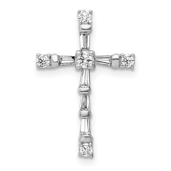 14k White Gold 1/3ct. Diamond Cross Chain Slide-PM5033-033-WA