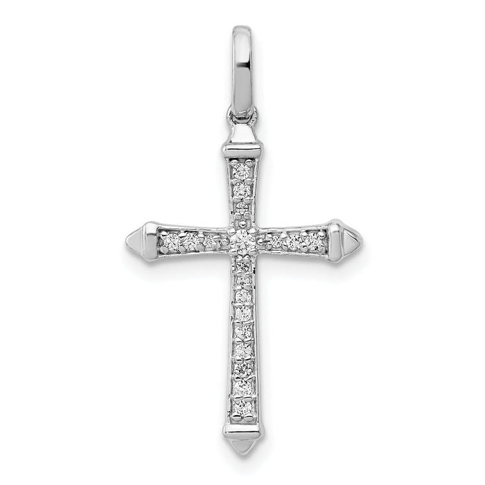 14k White Gold 1/10ct. Diamond Cross Pendant-PM5034-010-WA