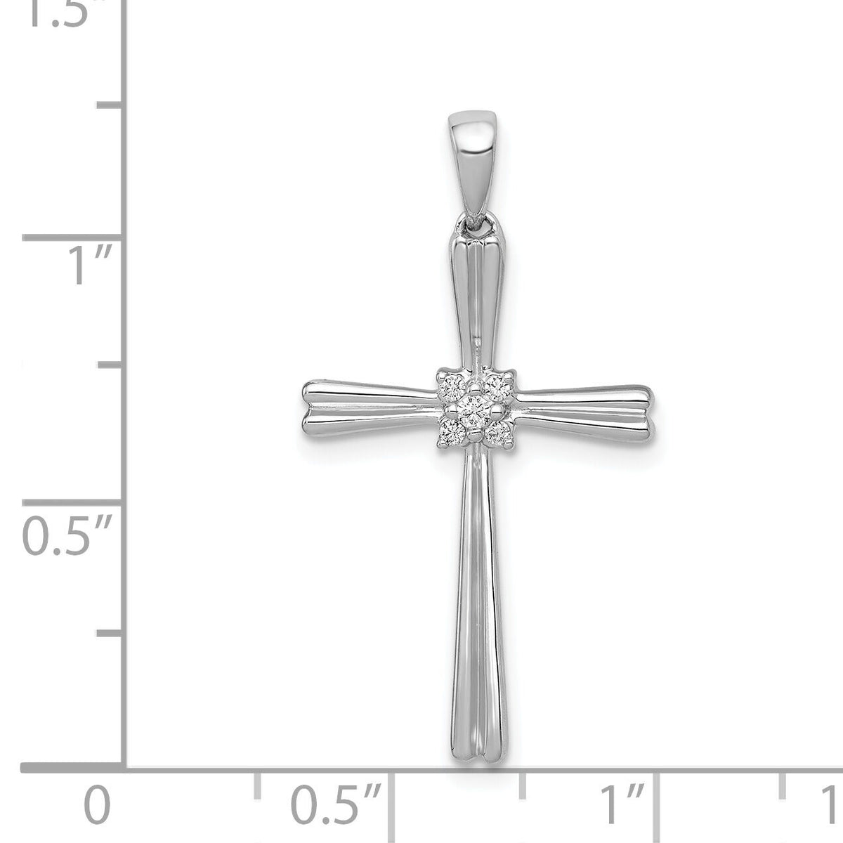 14k White Gold 1/20ct. Diamond Cross Pendant-PM5036-006-WA