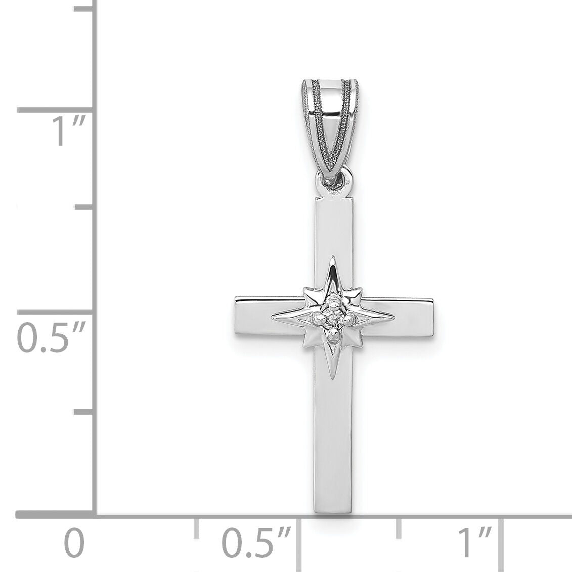 14k White Gold .01ct Diamond Cross Pendant-PM5037-001-WA