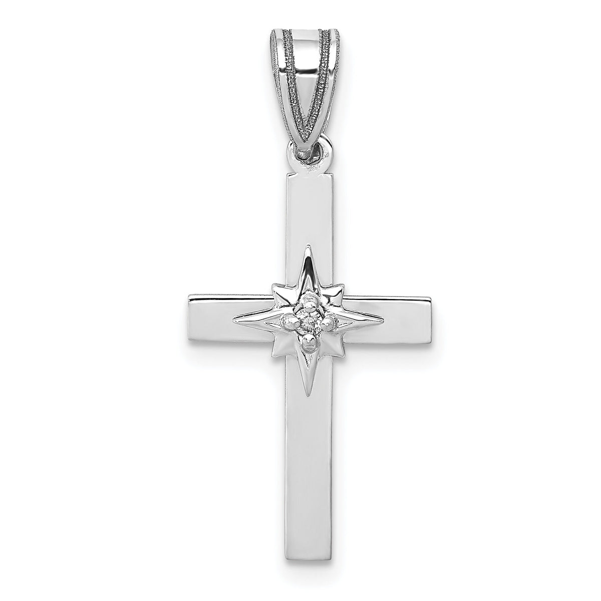 14k White Gold .01ct Diamond Cross Pendant-PM5037-001-WA