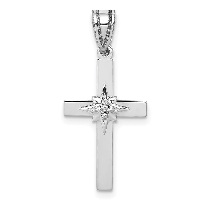 14k White Gold .01ct Diamond Cross Pendant-PM5037-001-WA
